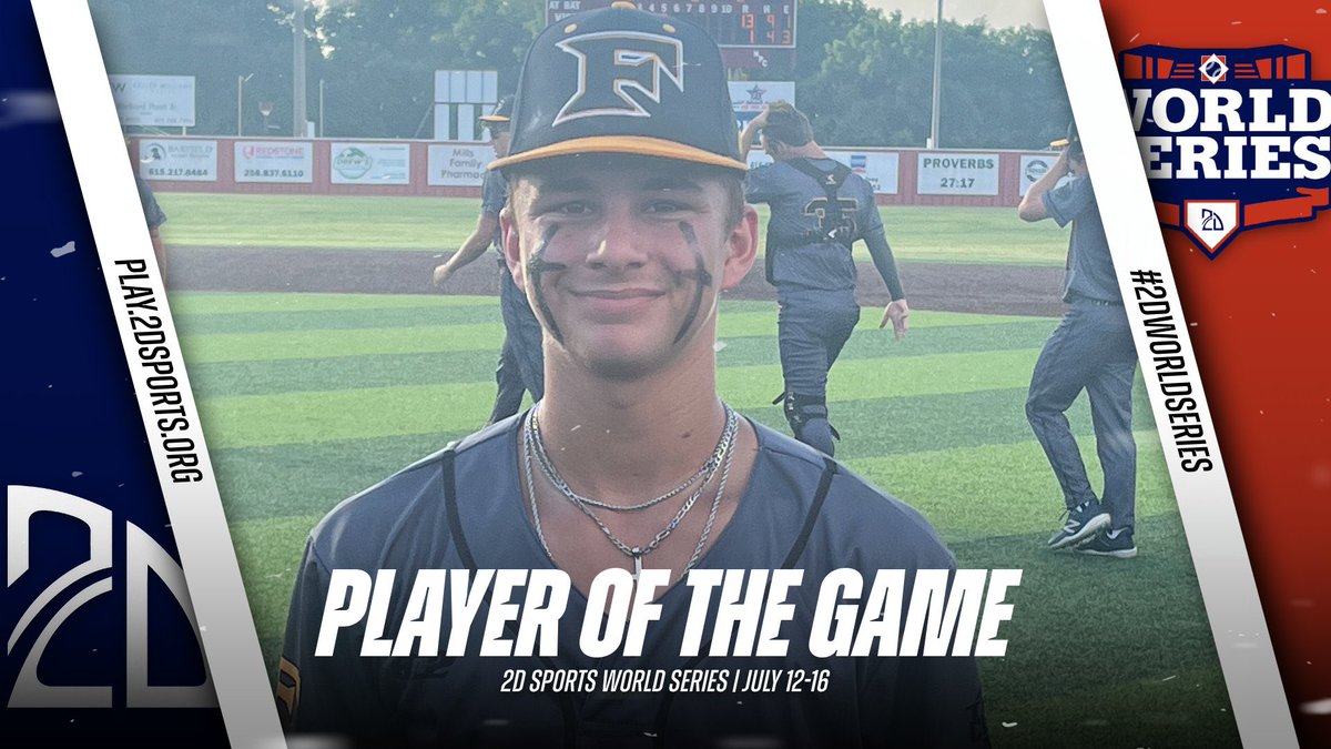 2DsportsbsbPOG's tweet photo. ⭐️ PLAYER OF THE GAME ⭐️

Jase Stelly: 2-2 2B 3RBI 

Summer Team: @team_louisiana Fontenot

#2DWorldSeries 
@2DsportsTN https://t.co/pCa3xZcIfc