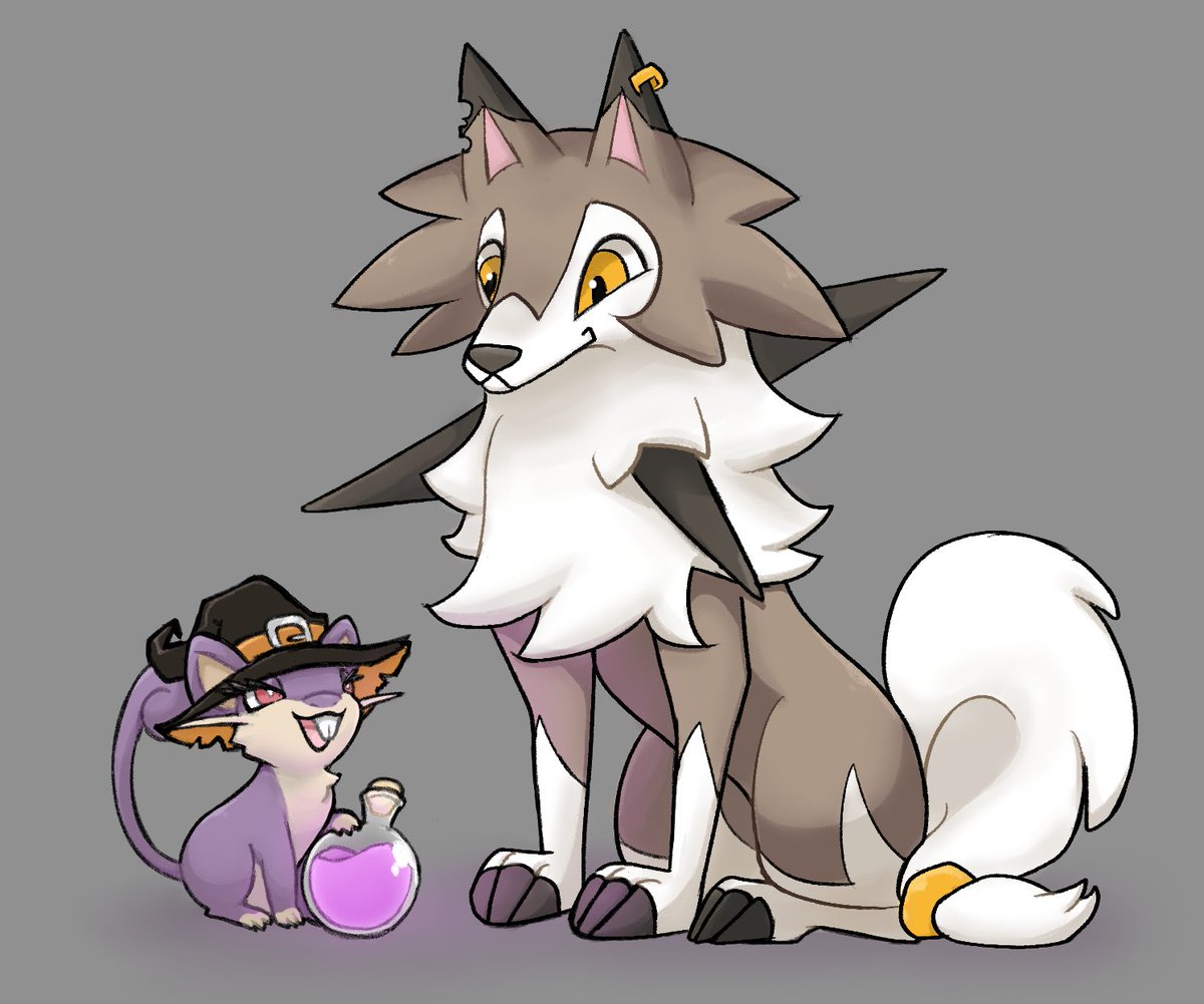 gyumigore's tweet image. Boo the Rattata and Basil the Lycanroc 

#werework #bootheart