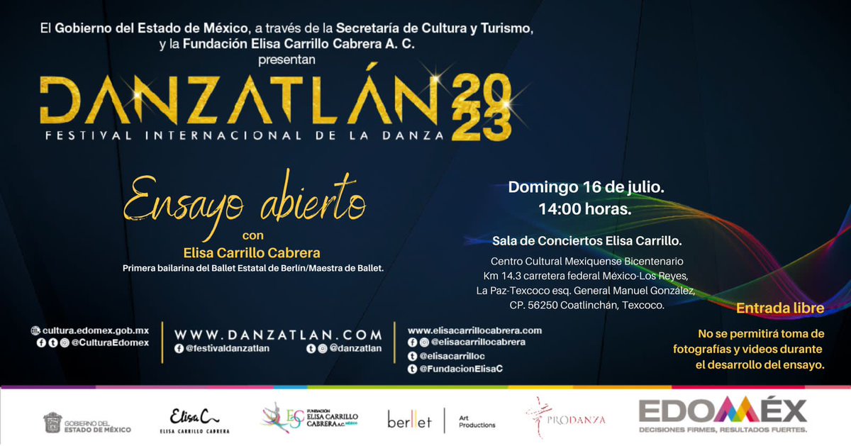 CulturaEdomex's tweet photo. No te pierdas los ensayos abiertos de la #GalaElisaYAmigos con @ElisaCarrilloC en el Teatro Morelos de Toluca y el @ccmbcultura de Texcoco.
Aquí todos los detalles 👇
#EntradaLibre #SinBoleto
¡Te esperamos! https://t.co/rSOELfH3Fb