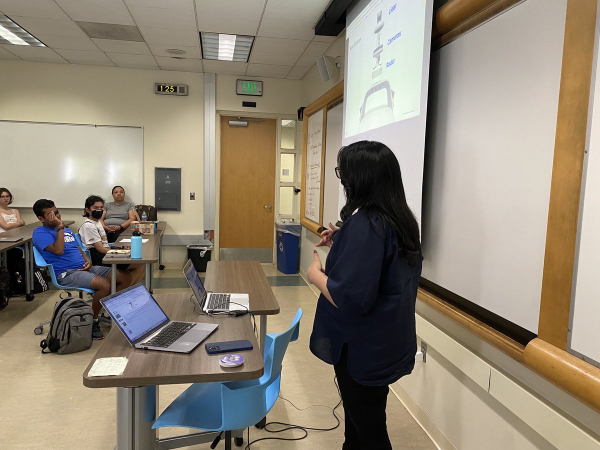 KatStevns's tweet photo. Incredibly stoked to discuss #AutonomousVehicles vehicles today with @MinetaTrans summer program students. Lots of participation and excellent questions.  I mean…the #futureisbright, folks. #STEM @nuro https://t.co/j1menpCvEf