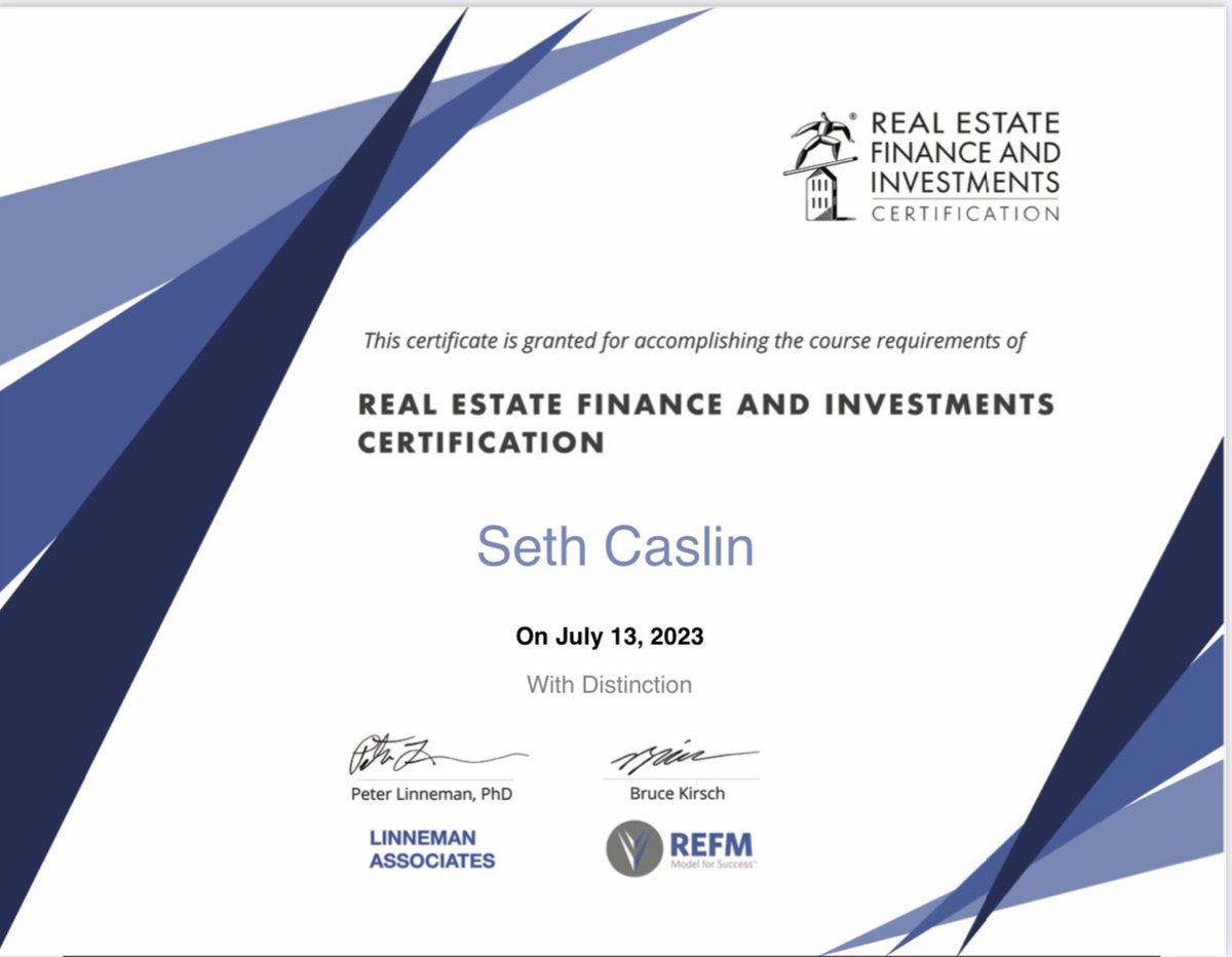 secare11's tweet photo. Thank you for the wealth of knowledge you’ve provided me through your course @BruceREFM &amp; @P_Linneman! I’m very grateful for the amazing and powerful foundation I’ve been provided as someone who is just breaking into the CRE industry. https://t.co/DGTVZLhFWK