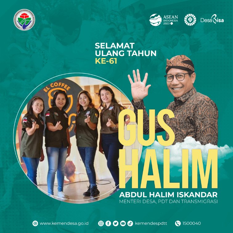#HarlahGusHalim 
<a href="/jokowi/">Joko Widodo</a> 
<a href="/mohmahfudmd/">Mahfud MD</a>
<a href="/halimiskandarnu/">ABDUL HALIM ISKANDAR</a>
@Kemendespdtt
<a href="/malik_haramain/">malikharamain</a>
<a href="/imansyukri/">Iman Sukri</a>
<a href="/taufikmadjid71/">IG : taufik.madjid</a>
@yusradaridesa 
<a href="/azzameldzikrie/">#SantriIndonesia</a> 
<a href="/tppkemendes/">TPP KEMENDES</a>
