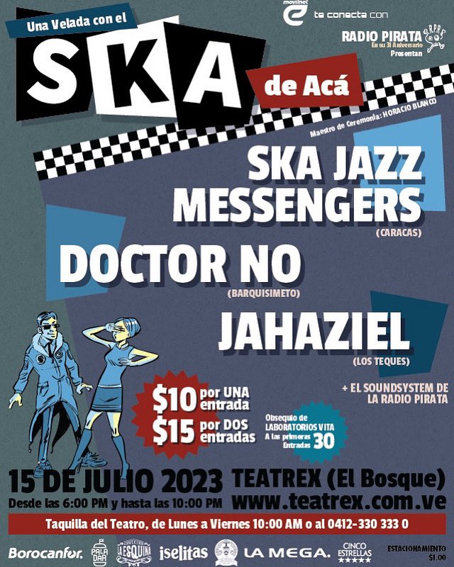 ¡Este sábado!!

<a href="/skajazzm/">Ska Jazz Messengers</a> 
<a href="/DoctorNoOficial/">Doctor No</a> 
<a href="/jahazielband/">⚡𝙅𝘼𝙃𝘼𝙕𝙄𝙀𝙇𝘽𝘼𝙉𝘿⚡</a> 
<a href="/CaplisDesorden/">Caplís</a> 
<a href="/horaciodesorden/">Horacio Blanco</a> 
<a href="/DanelDesorden/">Danel</a> 
<a href="/TEATREX/">TEATREX</a>