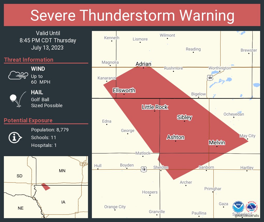 NWS Sioux Falls on Twitter "Severe Thunderstorm Warning including