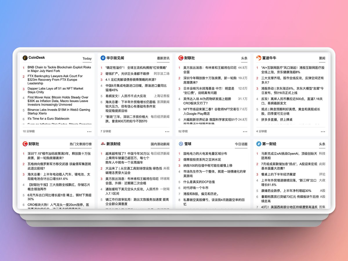 如果你也和我一样每天需要找热点找选题，看热点事件新闻做内容的话，来这里找，非常适合运营、编辑同学，浏览这个页面，就能一目了然地掌握当天最热门、最及时的话题信息，直达传送门：tophub.today/c/finance