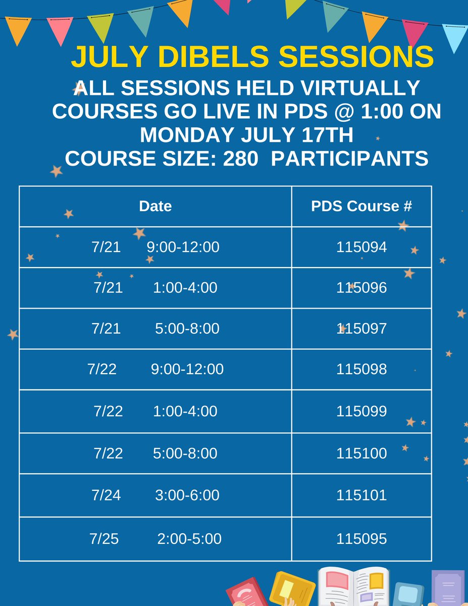 literacyhcpsk5's tweet photo. We are happy to announce another round of DIBELS K-5 trainings will be available at 1:00 on Monday in PDS! These sessions will each hold 280 participants so fingers crossed we can avoid a PDS meltdown. Thank you for your patience and for voicing your desire for more sessions. https://t.co/q7Ms5m51v9