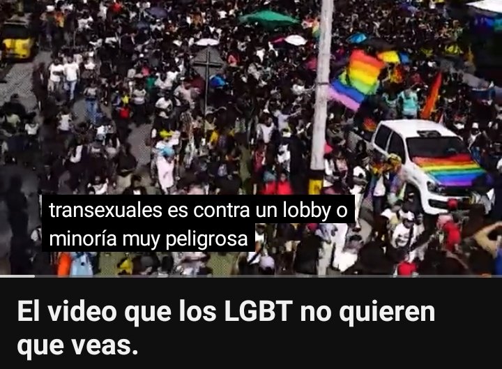 muldepresion's tweet photo. « Este vídeo no es contra homosexuales o transexuales, es contra un lobby o minoría muy peligrosa », ¿entonces todo lo qué dices en Twitter qué es?

Ese ‘ lobby ’ no existe, está sólo en tu cabeza. Ah, y, ¿« minoría peligrosa »? ¿A qué te refieres con esto? https://t.co/NN3xeBjgXD