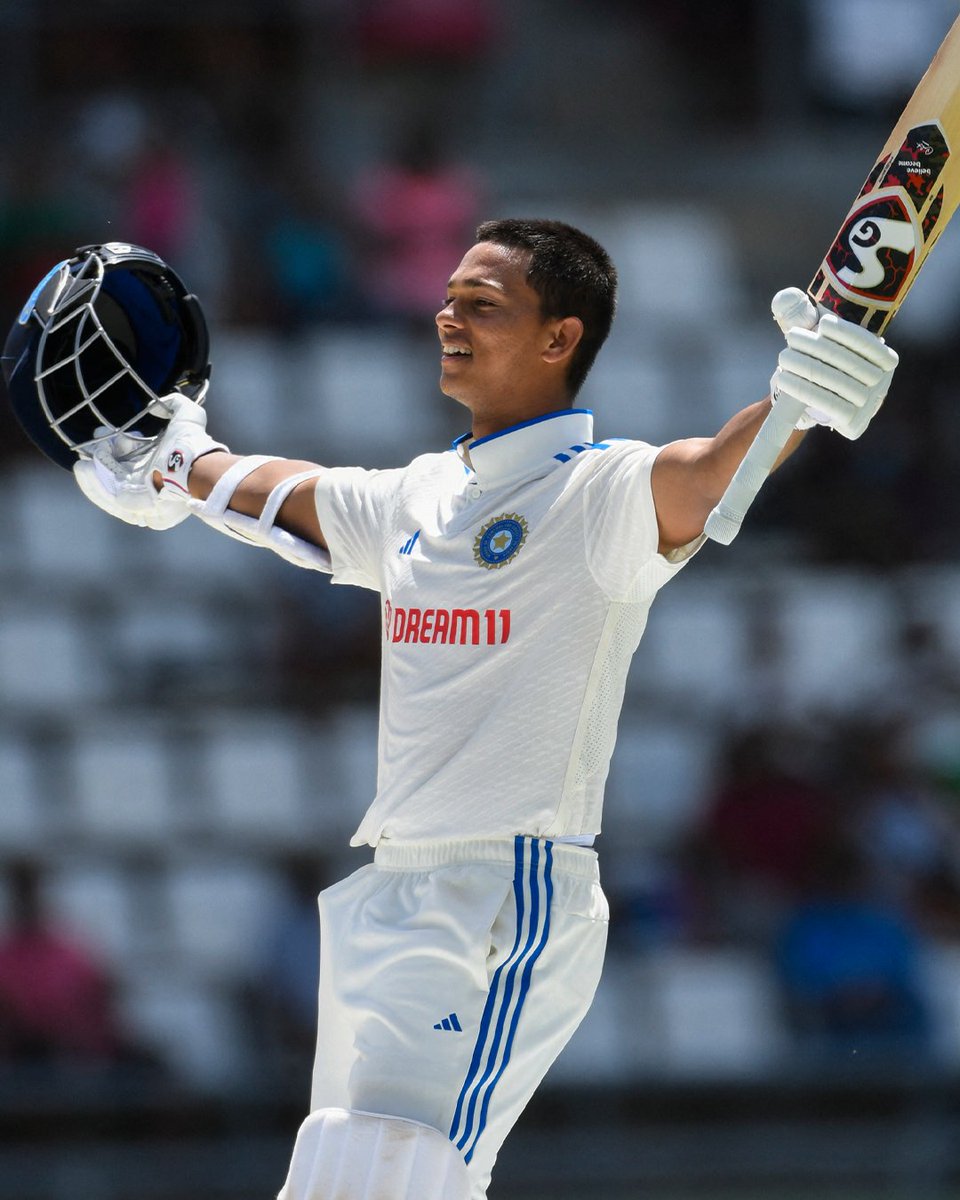 ICC's tweet photo. Dream Test debut for Yashasvi Jaiswal 🔥

How it happened ➡️ https://t.co/jNI9E8d0hO 

#WIvIND | #WTC25 https://t.co/rsI2Ac6kgv