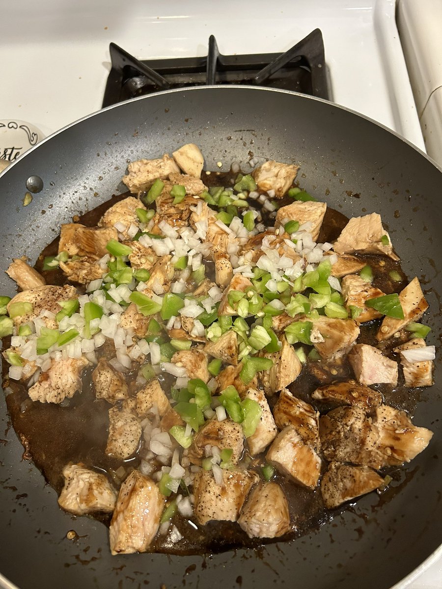 Teriyaki chicken with bell peppers and onions. #NoCarbs