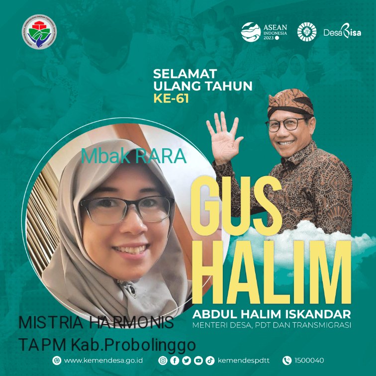 HarmonisMistria's tweet photo. Sugeng ambal warsa
Semoga sehat selalu
#HarlahGusHalim
@jokowi 
@halimiskandarnu
@Kemendespdtt
@malik_haramain
@imansyukri
@taufikmadjid71
@yusradaridesa 
@azzameldzikrie 
@tppkemendes
@M1ftahulMun1r 
@tangguhhendrawan https://t.co/XWE9IWJmAy