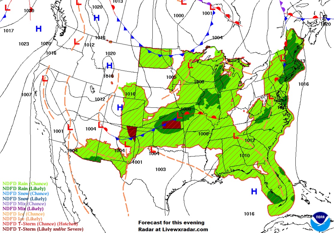 Forecast map for this evening Get Maps and Radars at https://t.co/HNLPnb8GMF
#flood #rain #Forecast #heat #wx #weather #storm #cooler #news #windy #radar https://t.co/ydBS8vDP4s