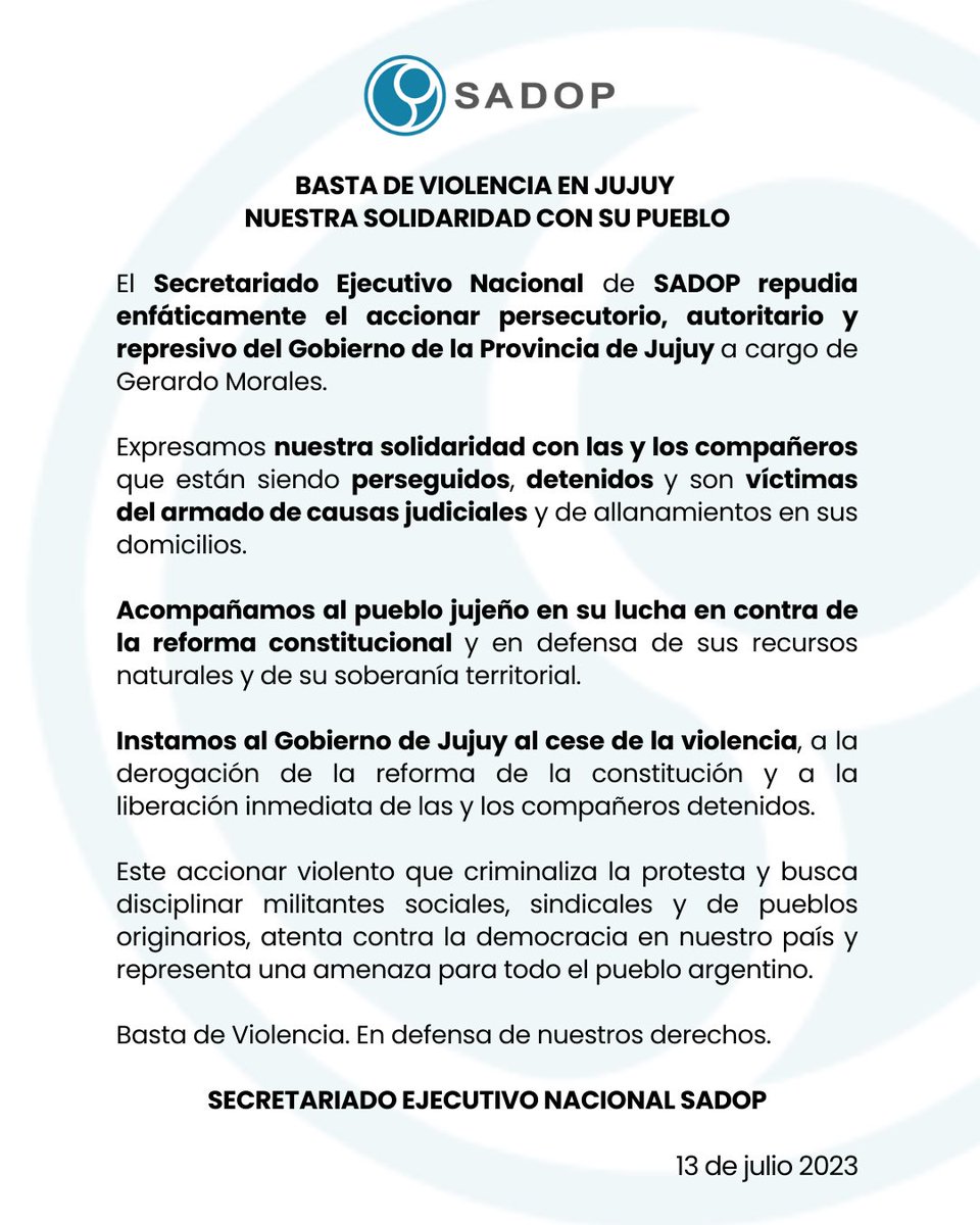 BASTA DE VIOLENCIA EN JUJUY