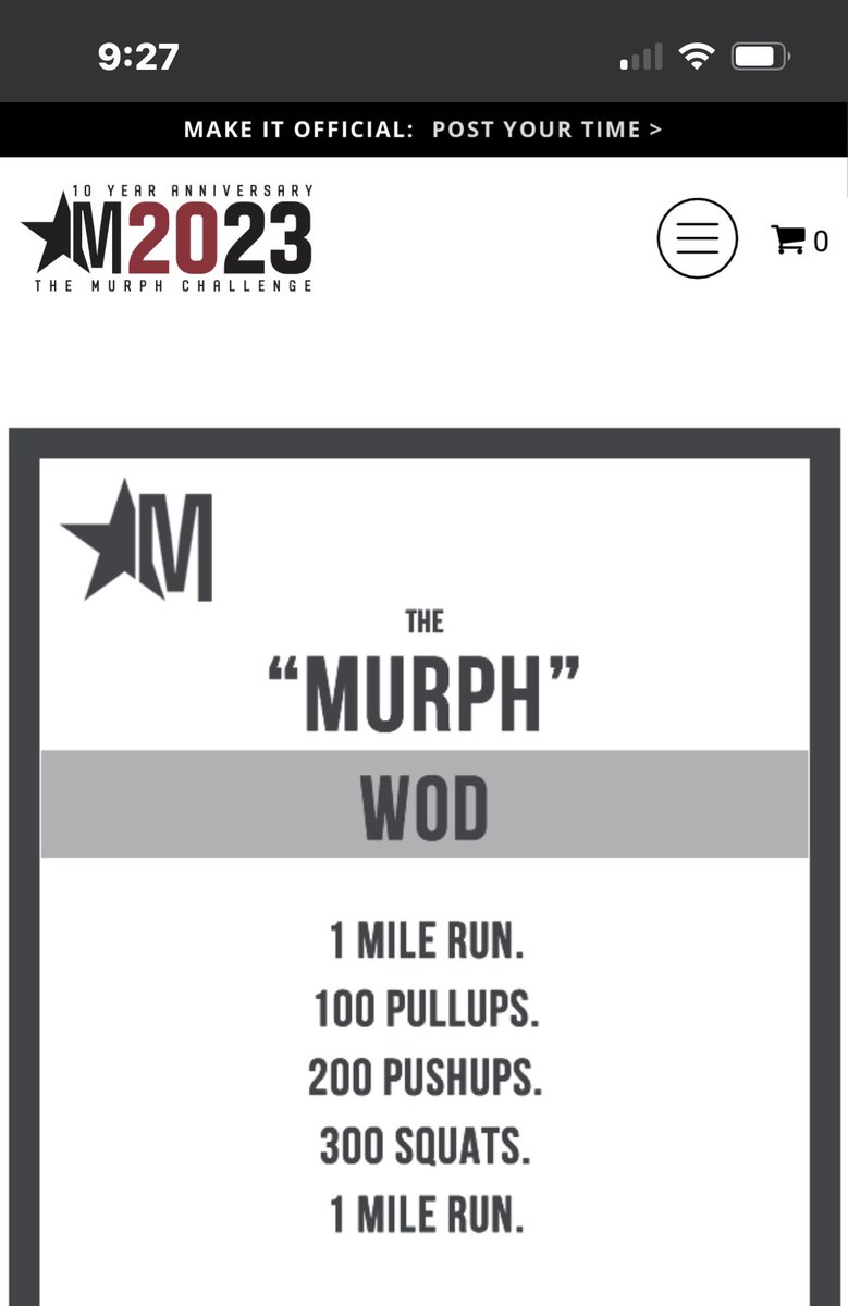 Thoughts on the Murph workout but instead of a mile 100 burpees? https://t.co/GbjMdfj5Rz