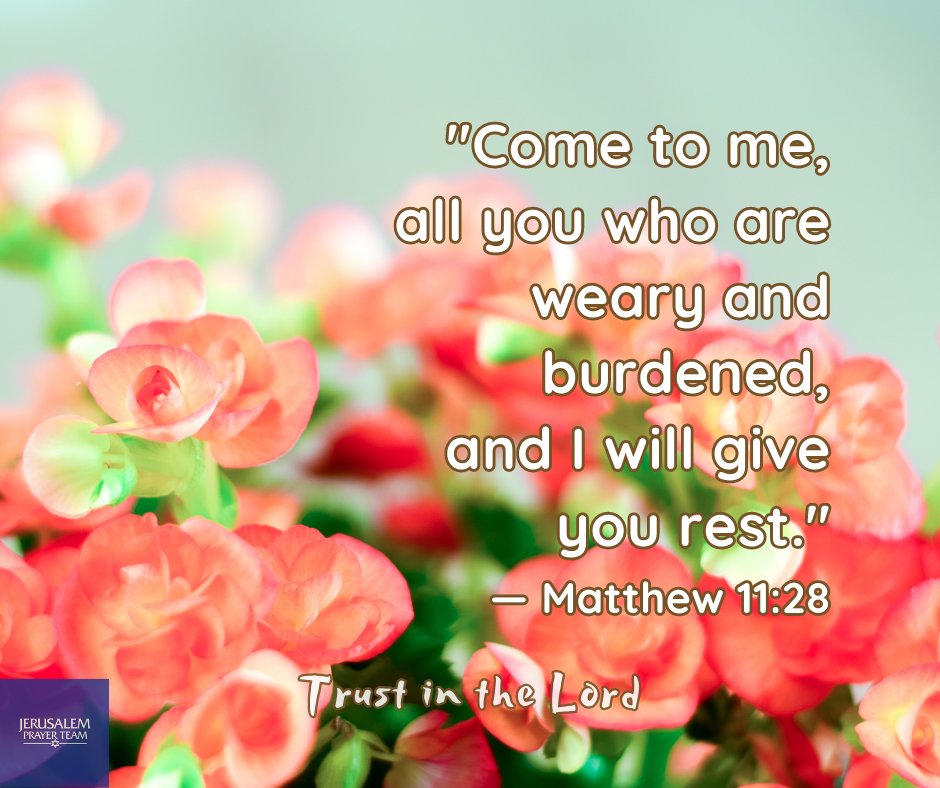 jerusalemprayer's tweet photo. "Come to me, all you who are weary and burdened, and I will give you rest."
—Matthew 11:28

Receive!

##DoNotFear #RestInJesus #FaithForward #BeRefreshed #TrustInTheLord https://t.co/wSwxR8a6M4