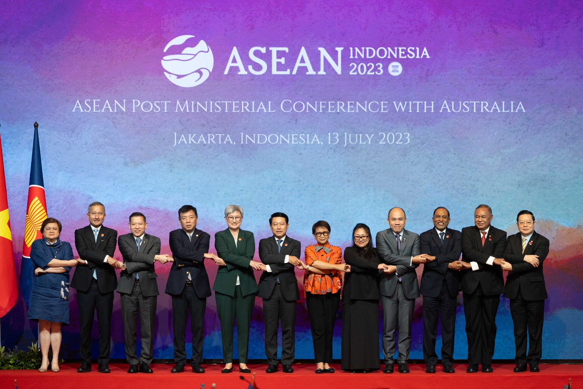 SenatorWong's tweet photo. In my address to our ASEAN Post Ministerial Conference, I said: we all want a region that safeguards our capacity to agree and disagree, preserves states’ agency, and protects their ability to decide their own destiny.
 
Australia supports ASEAN's central role in this ambition. https://t.co/FqgjpIGvc3