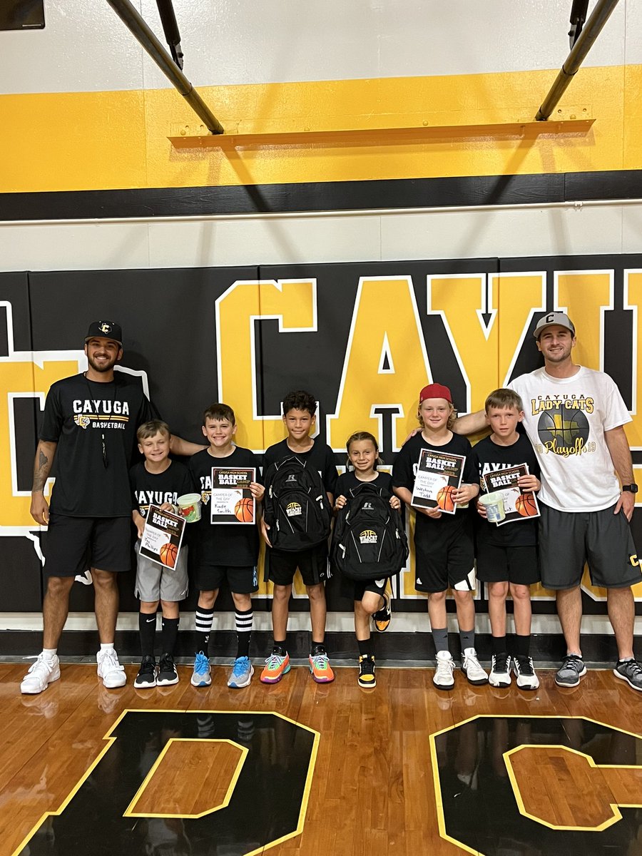 CayugaBBall's tweet photo. What a camp!!! These kids competed and took advantage of an opportunity to get better! I’m so proud of all of them! Congratulations to our Campers of the Day for all 3 days and our Overall Camp MVPs! Huge thank you to everyone who helped in making camp a big success! #LetsHoop https://t.co/XMW7KGKbTR