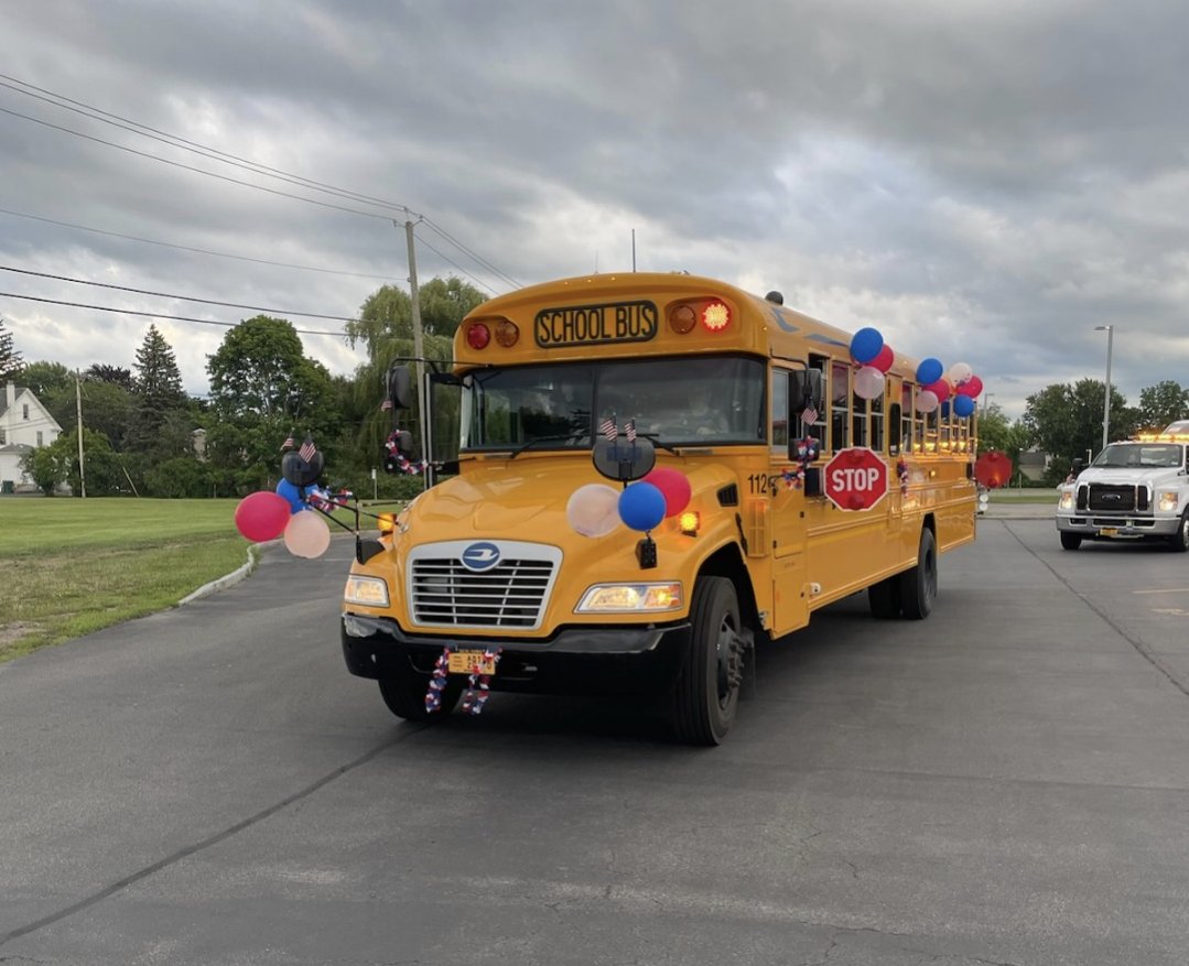 Once again, <a href="/HiltonCSD/">Hilton CSD</a> Transportation staff decorated a school bus and participated in the Hilton Fire Parade!  We have awesome drivers, attendants, and mechanics that make this happen!