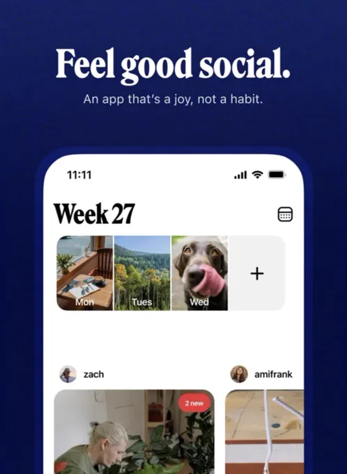Feel good social. An app that’s a joy, not a habit. (Retro app screenshot)