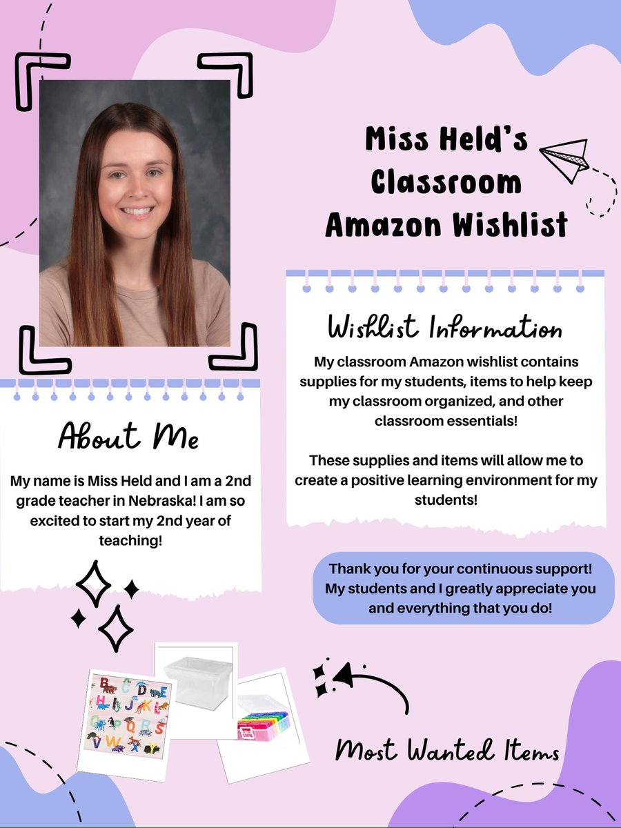 MrsOlson_4th's tweet photo. I have 2️⃣ items left on my wishlist that I would L🩷VE to have before the school year starts! It would mean the 🌎 to my students and I if we could completely clear the list tonight! We are so thankful for any support that we receive!🩷🫶🏻#clearthelist 

https://t.co/op9k6kIid0 https://t.co/m8DvBKecQ0