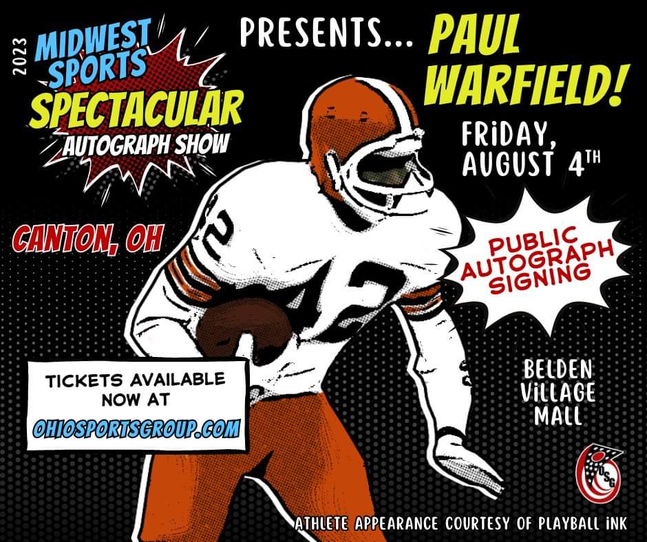 For the first time in 4 years Paul Warfield will be signing publicly.. and it takes place at the Midwest Sports Spectacular on Friday, August 4th at the <a href="/Belden_Village/">Belden_Village</a> Mall. 

Get your tickets now! ⬇️

🔗: ohiosportsgroup.com/paul-warfield-…