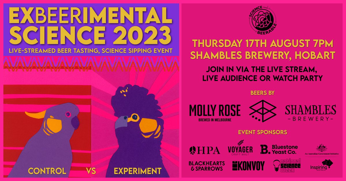 BeerableScience's tweet image. EXBEERIMENTAL SCIENCE IS BACK! 

This year, each brewery has crafted both a #control and an #experiment beer!

Join us as we put these beers under the microscope on Thursday 17 August from 7 PM!

TICKETS ARE ON SALE NOW!!

linktr.ee/beerablescience

@Aus_ScienceWeek #scienceweek