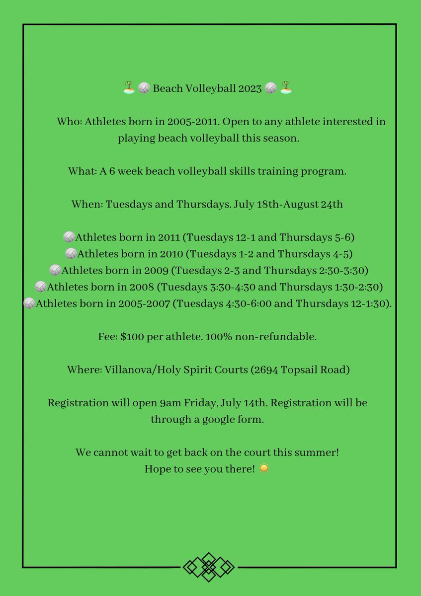BEACH VOLLEYBALL REGISTRATION OPENS TOMORROW!