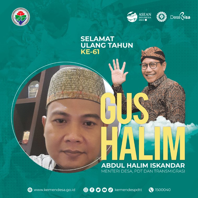 Barakallah fill umrik BIG BOSS Semoga jaya selalu...
<a href="/cakimiNOW/">A Muhaimin Iskandar</a> 
<a href="/jokowi/">Joko Widodo</a> 
<a href="/halimiskandarnu/">ABDUL HALIM ISKANDAR</a> 
@kemendespdtt 
@malik_heramain
<a href="/imansyukri/">Iman Sukri</a> 
<a href="/taufikmadjid71/">IG : taufik.madjid</a> 
@yusradaridesa 
<a href="/azzameldzikrie/">#SantriIndonesia</a> 
<a href="/tppkemendes/">TPP KEMENDES</a>