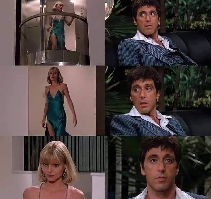 "Me gustas, me gustaste desde la primera vez que te ví".

Scarface, 1983. 🎬