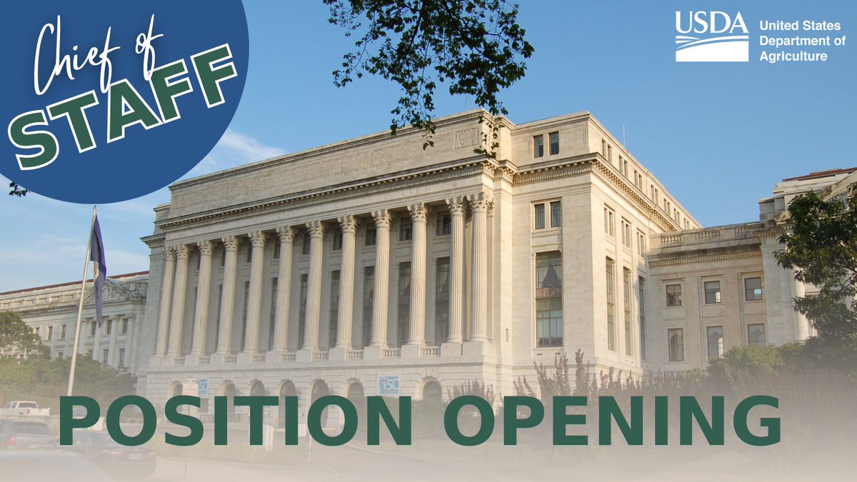 usda_ap's tweet photo. 💼NEW POSITION OPENING: The USDA is currently searching for a chief of staff. If you are interested in joining the #USDATEAM please contact the Deputy Secretary. https://t.co/Ci7yaoAWEx