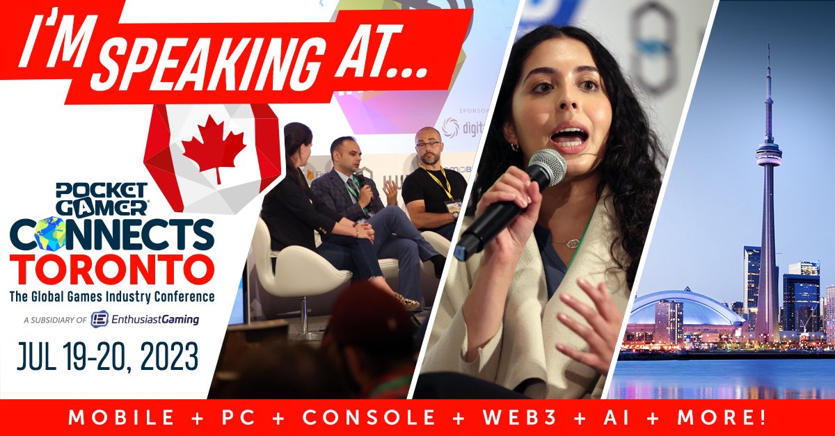Ahh less than a week!
I'm so excited to be speaking at Pocket Gamer Connects in Toronto this year and moderating the Incredible Indies panel!
Make sure to head over to Track 1 at 4pm on the Thursday and get ready to hear about: What Big Studios Can Learn From Indie Developers! 👩🏼‍💻
