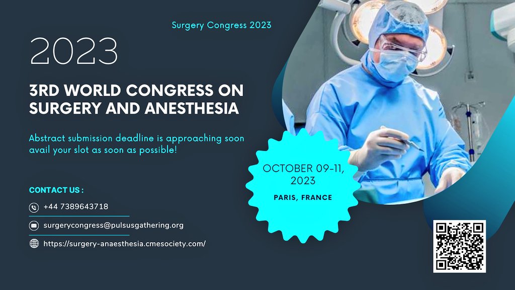 Seeking an avenue to present your research to a diverse audience of surgical experts? Abstract submissions for Surgery Congress 2023 are open. Join us in exploring the latest trends and developments in surgery.
surgery-anaesthesia.cmesociety.com/abstract-submi…
 #SurgeryCongress2023 #Abstract