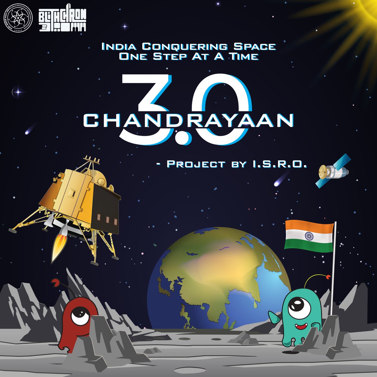 BlithchronIITGN's tweet photo. Team Blithchron wishes the best of luck to @isro.in as we witness the historic launch of @chandrayan_3 on July 14, 2:35 pm from Sriharikota. Let's celebrate India's space exploration together!🌚
#chandrayaan3 #ISR0 #blith #SpaceExploration #chandrayaan #space #India #moon #iit https://t.co/zjHeHySFA4