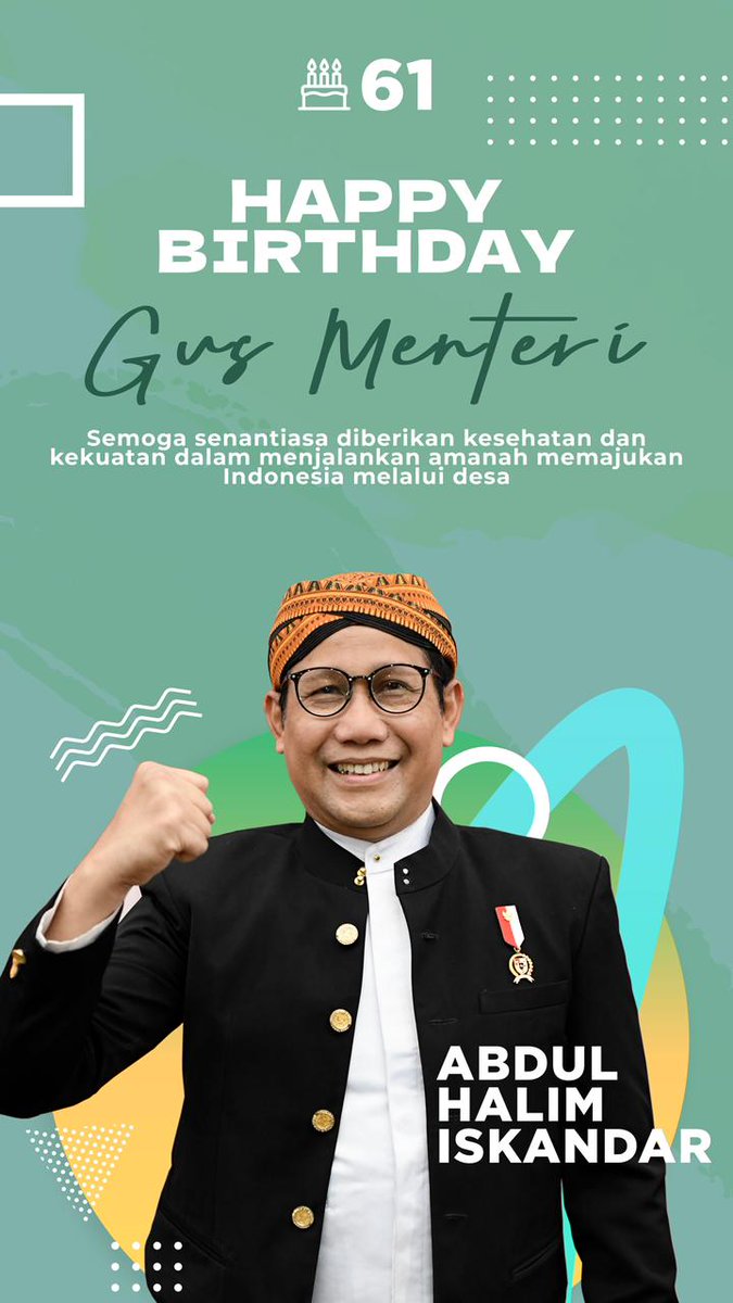 fakhriep3md's tweet photo. SelaMat Ulang Tahun Gus Mentri..sehat selalu &amp; panjang umur..
@jokowi 
@halimiskandarnu
@Kemendespdtt
@malik_haramain
@imansyukri
@taufikmadjid71
@yusradaridesa 
@azzameldzikrie 
@tppkemendes
@tpp_provKalsel
#HarlahGusHalim https://t.co/I2h82cbI62