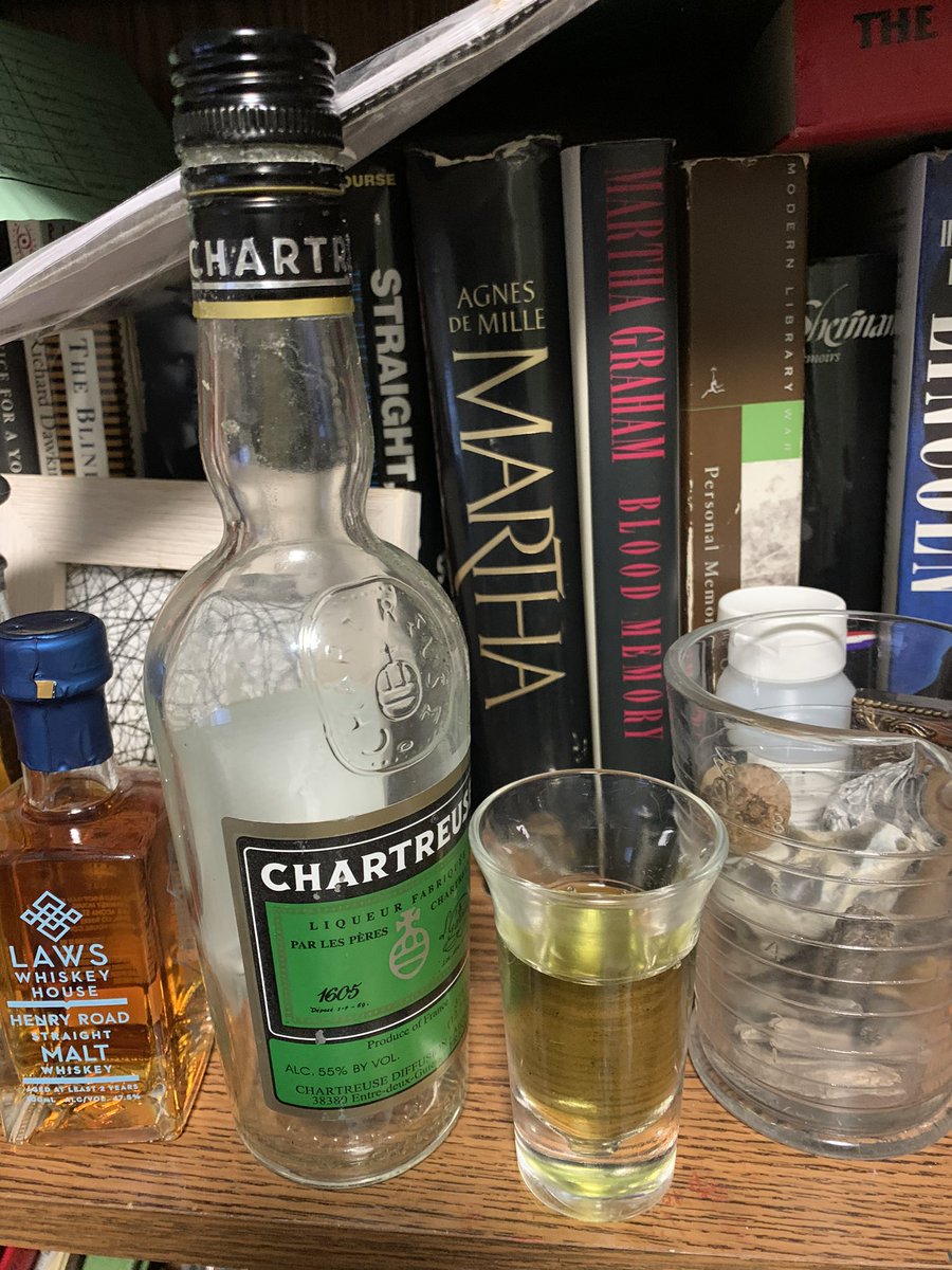 ErnestBoehm's tweet photo. Well the chartreuse is gone switching to averna for after dinner digestivo and Genepy for cocktail substitution for Chartreuse @micmars @MatiosTV @anderserickson_ @Prof_BearB @CasciottaGian @hugowiz @OldWhit04471679 @PaulPortesi #makingdue #roughingit @Porkchop_EXP @lilchiva https://t.co/r8Q6pTcWTV