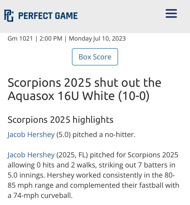 Great outing for the win this week in WWBA in Atlanta. <a href="/KyleMarsh8/">Kyle Marsh</a> <a href="/Danderson3211/">Devin Anderson</a> <a href="/johnny_goodrich/">Johnny Goodrich</a> <a href="/OrlandoScorps/">Scorpions Baseball</a>