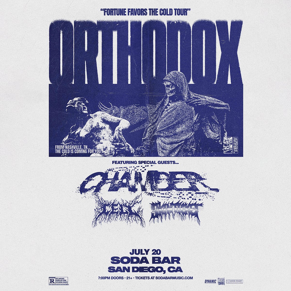 THU 7/20 @ Soda Bar – <a href="/orthodoxtn/">ORTHODOX</a> w/ <a href="/Chamber615/">Chamber</a>, <a href="/Cellmetal_/">CELL</a>, Skin Ticket (<a href="/Ticket4Skin/">SkinTicket</a>) • 🎟: link.dice.fm/U24e5b4475da
