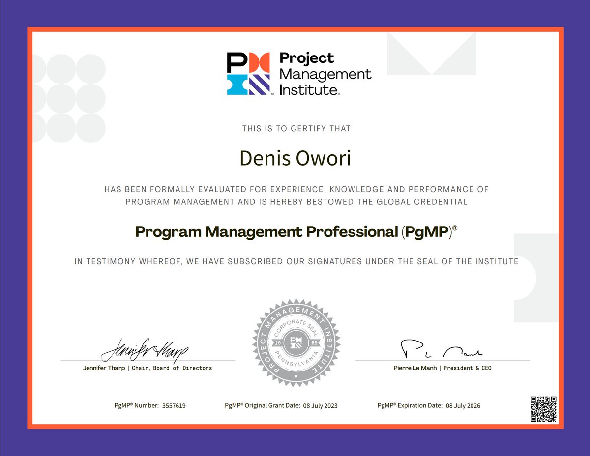 addonskills's tweet image. Congratulations to you Mr. Denis Owori on achieving your Program Management Professional (PgMP) certification. We are truly honored that you chose our training organization for your certification journey.

#pgmpcourse #pgmptraining #pgmpcertification #pgmpexam #programmanagement