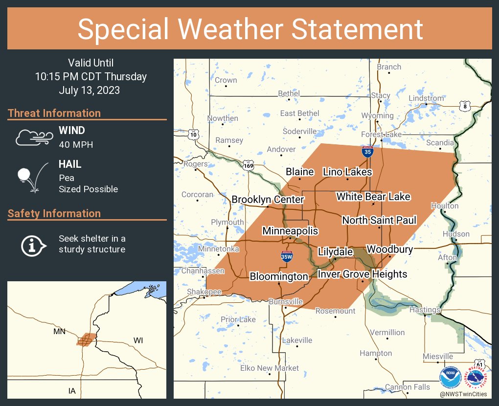 NWS Twin Cities on Twitter "A special weather statement has been