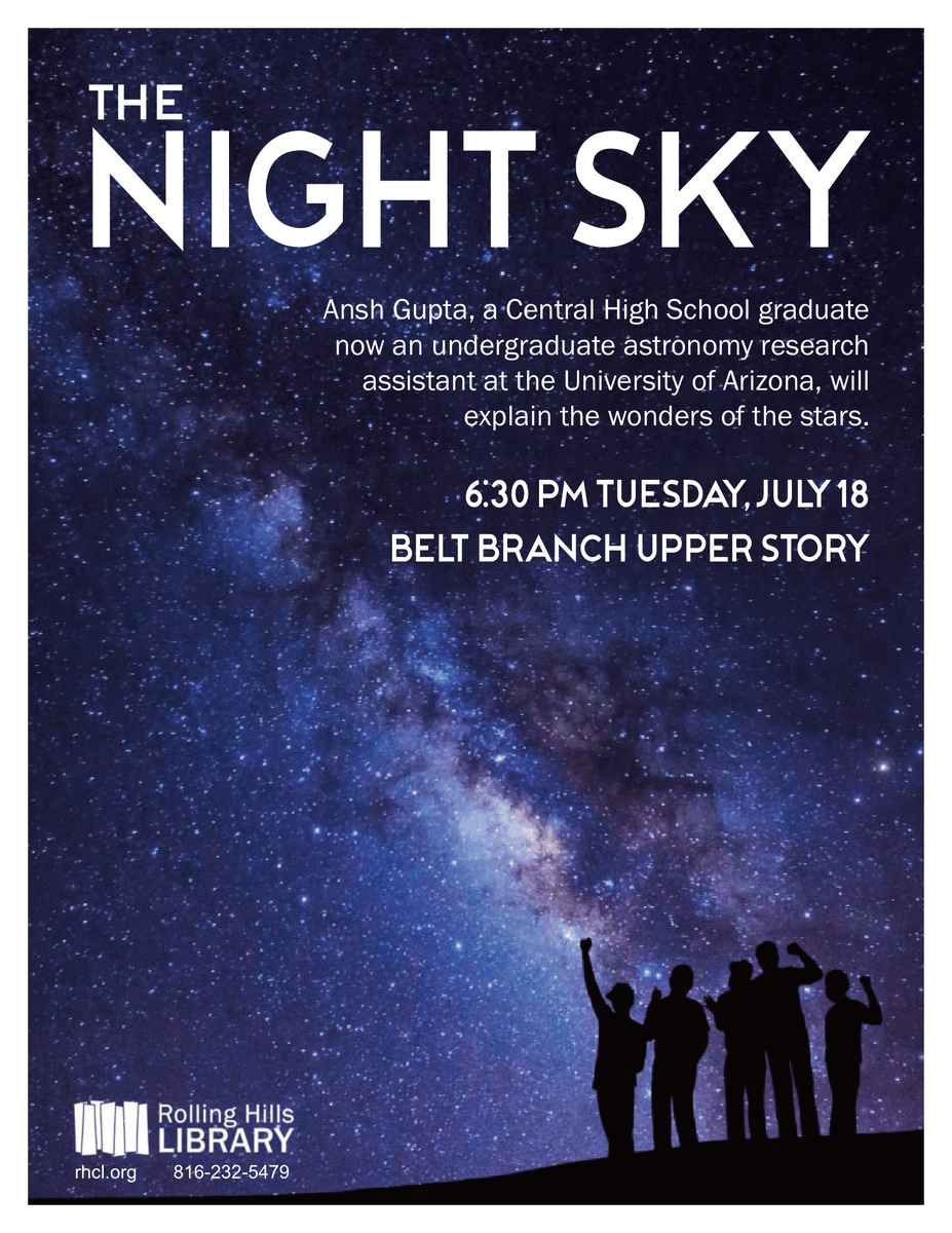 I'm hosting an astronomy-themed program at @RollingHillsLib on July 18 at 6:30 pm! If you're interested in learning about the history of astronomy, cutting-edge research, and my experience in the field, I'd love to see you there! For more info: rhcl.org/event/8297408