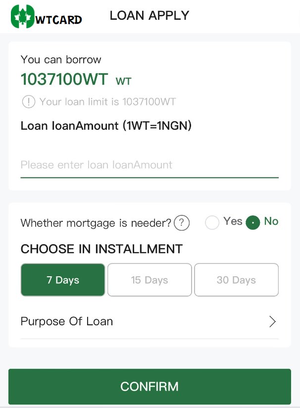 Wutong credit , easy loan😍
hope this loan function can help you when you are in trouble☺️

wtcard.com

#wutongloan #loan #loanofficer #nigeria #easyloan #easyloans #lagos #abuja  #baga  #texas #wtcard   #wutong31  #wtloan #btc #usdt #wtloan #AbujaTwitterCommunity