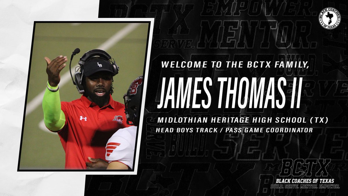 BlackCoachesTX's tweet photo. Welcome to the #BCTX🫱🏾‍🫲🏿 family @CoachJTII!

Build. Serve. Mentor. Empower.

Join #BCTX🫱🏾‍🫲🏿 today! https://t.co/JFHQT4FigH
