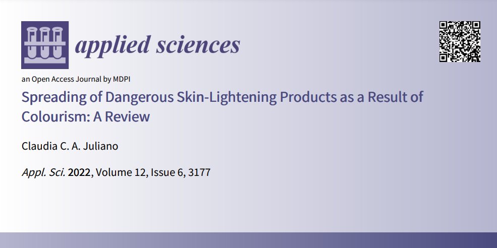 📢 Read our Review paper

📚 Spreading of Dangerous #SkinLightening Products as a Result of #Colourism: A Review
🔗 mdpi.com/2076-3417/12/6…
👨‍🔬 by Dr. Claudia C.A. Juliano
🏫 @UniSassari

Section
mdpi.com/journal/applsc…

#openaccess #skinlighteners #depigmentingagents #mercury