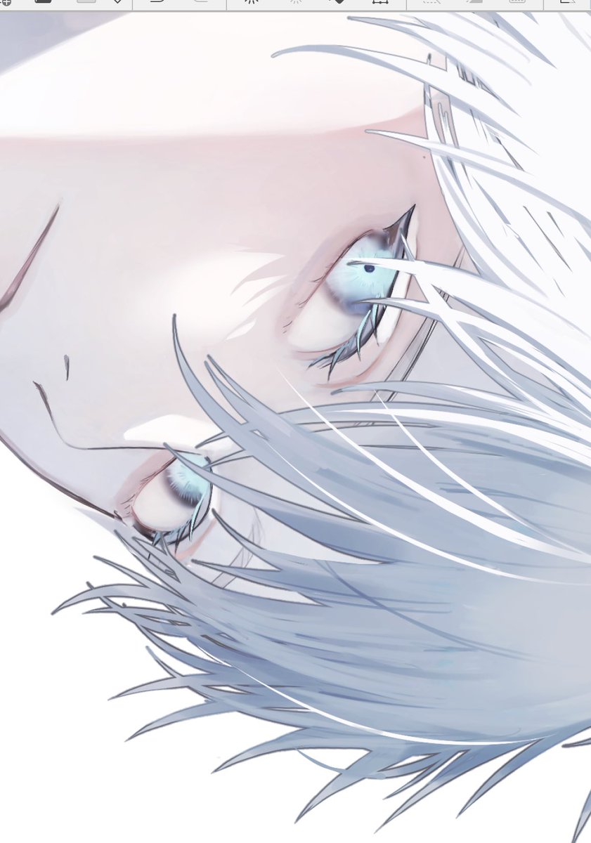 gojou satoru solo 1boy white hair blue eyes male focus colored eyelashes eyelashes  illustration images
