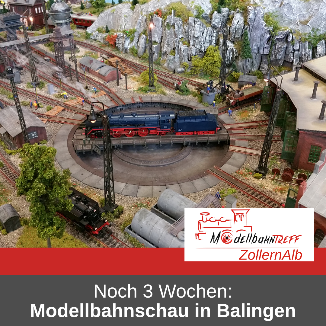 In 3 Wochen ist es soweit:
Unsere Modellbahnschau findet am 22./23. Juli 2023 in Balingen statt.
In der Turn und Festhalle Frommern gibt es gleich 5 Anlagen zu bestaunen.
Weitere Informationen: modellbahntreff-zollernalb.de

#modellbahn #modelleisenbahn #modellbau #modellbahnschau