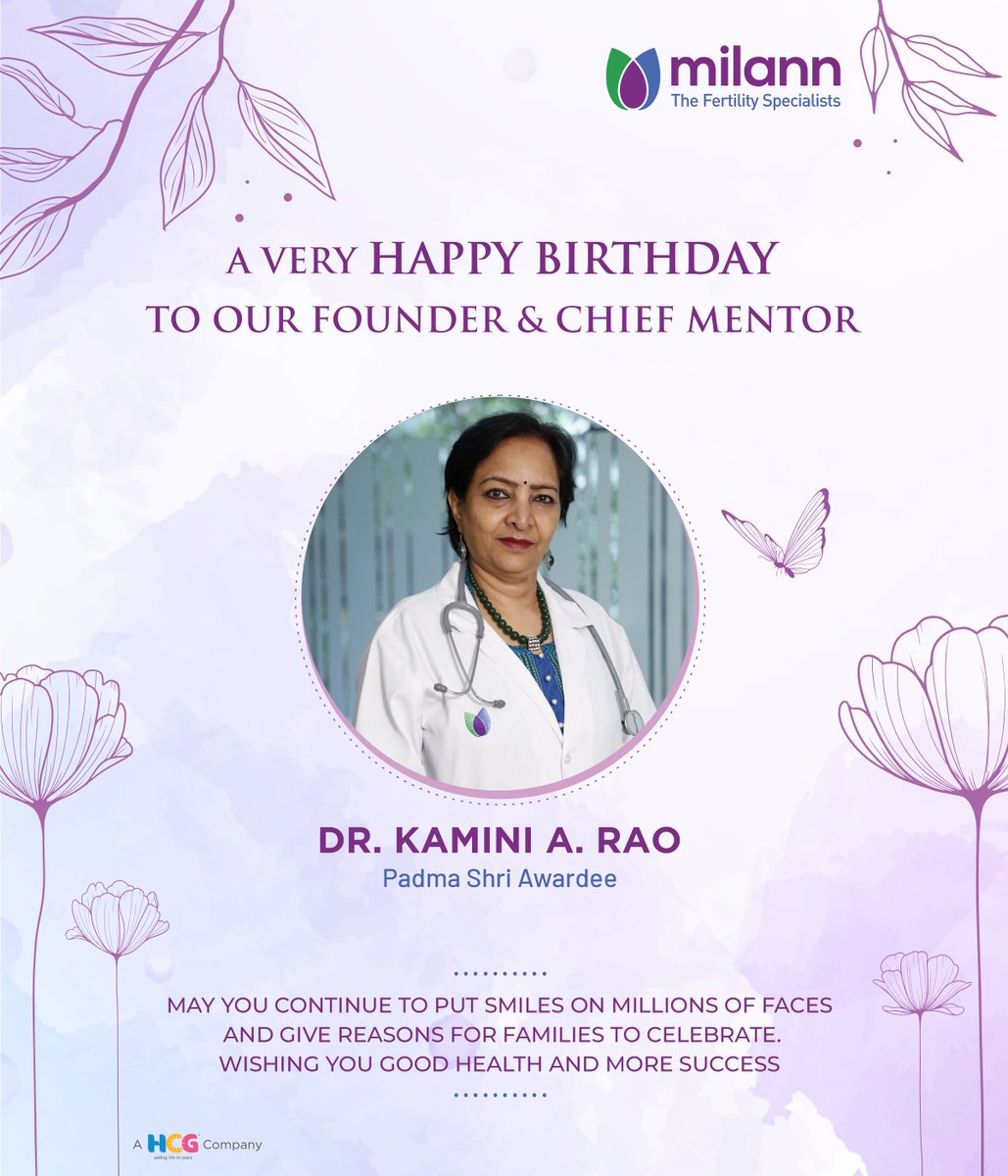 Team Milann wishes you a very Happy Birthday !! Dr. Kamini Rao, (Chief Mentor & Padma Shri Awardee,)

#Milann #MilannFertility #MilannHospital #Fertility #Birthing #Hospital #MakingMiracles #Wishes #Birthday #happybirthday #KaminiRao #drkaminirao