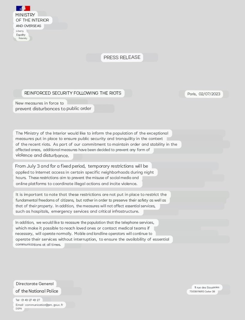 ninnyd101's tweet image. France is planning a shutdown of the nation's internet in an attempt to stop the world from seeing what invaders are doing to the nation.