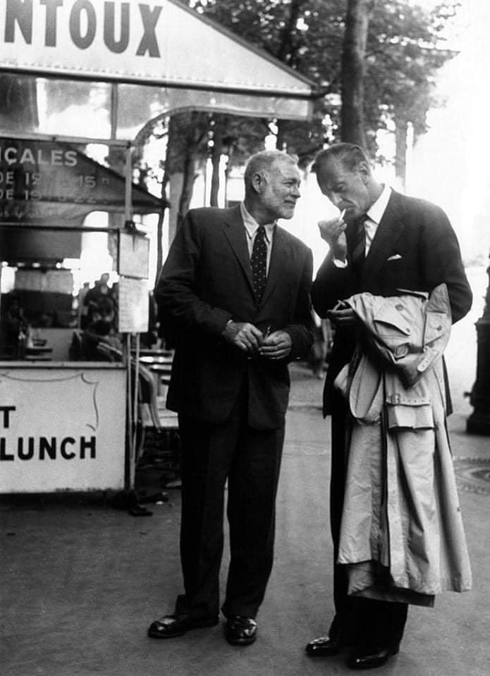 so_contrary's tweet photo. Ernest Hemingway &amp; Gary Cooper, Paris 1956 https://t.co/CU7A4CgHfW