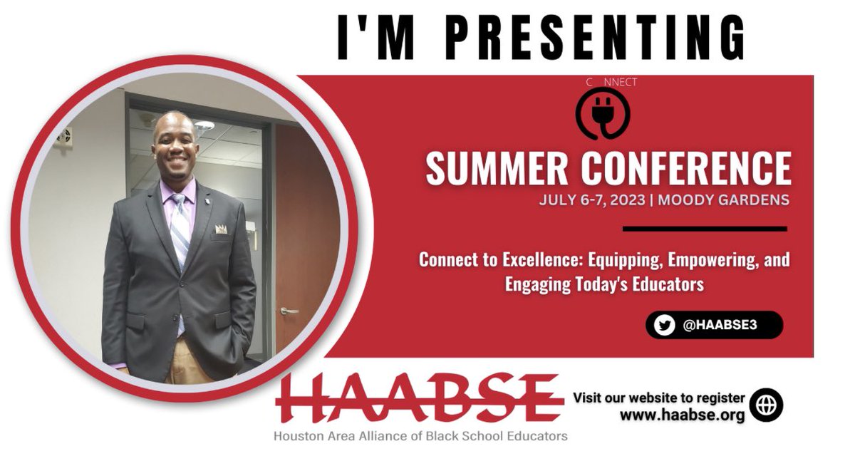 Dr_BWatson's tweet photo. I’m so excited to be presenting @HAABSE3 conference. My presentation is titled: “Building A School Culture at Its Best With PBIS.” #HAABSEConnect #SummerConference2023 https://t.co/Y9i1dE768S