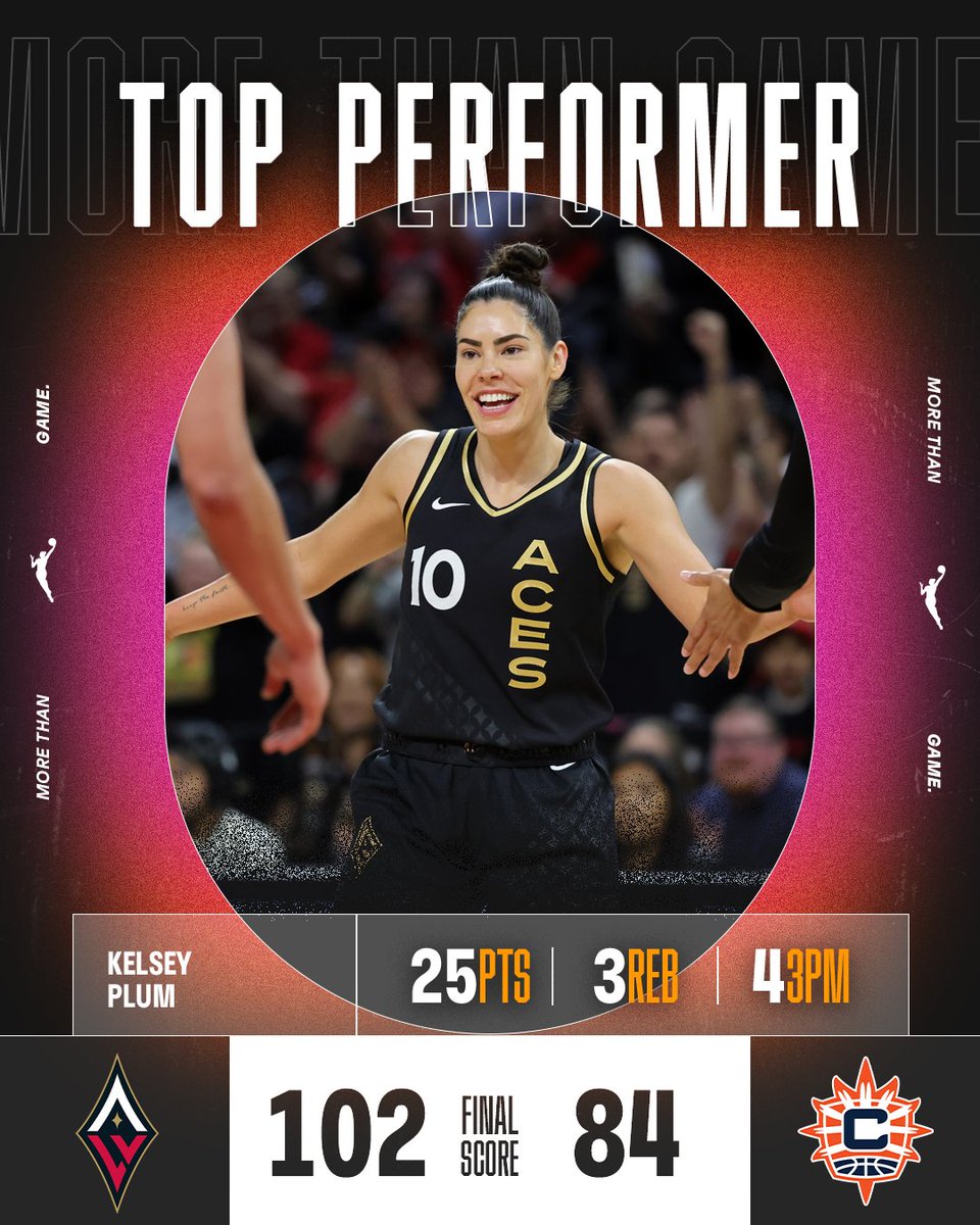 ⬇ FINAL SCORE & TOP PERFORMER THREAD ⬇

The @LVAces' win streak continues as they improve to a 15-1 szn start with @kelseyplum10 scoring 25 PTS and going 4-4 from deep in the dub 

#MoreThanGame