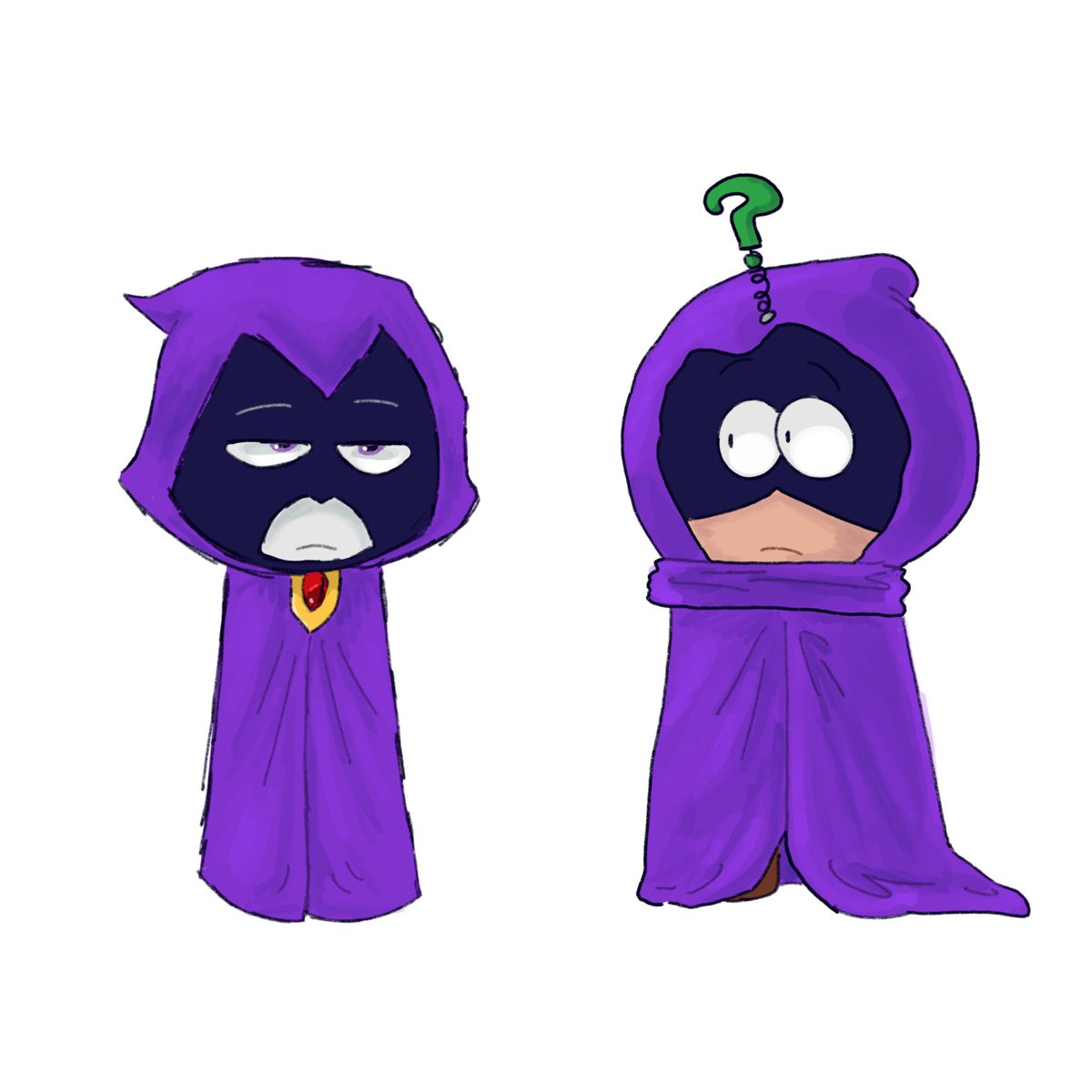 leobaz00ka's tweet photo. My sister said they look the same and ive never been able to unsee it #SouthPark #ttg #mysterion #raven https://t.co/cSIdvkDa3Z